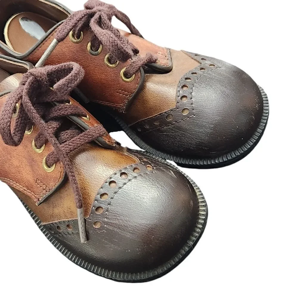 Vintage Oxford Shoes Kids 13.5 Robinson Crusoe Brown Leather Brogues Lace Up